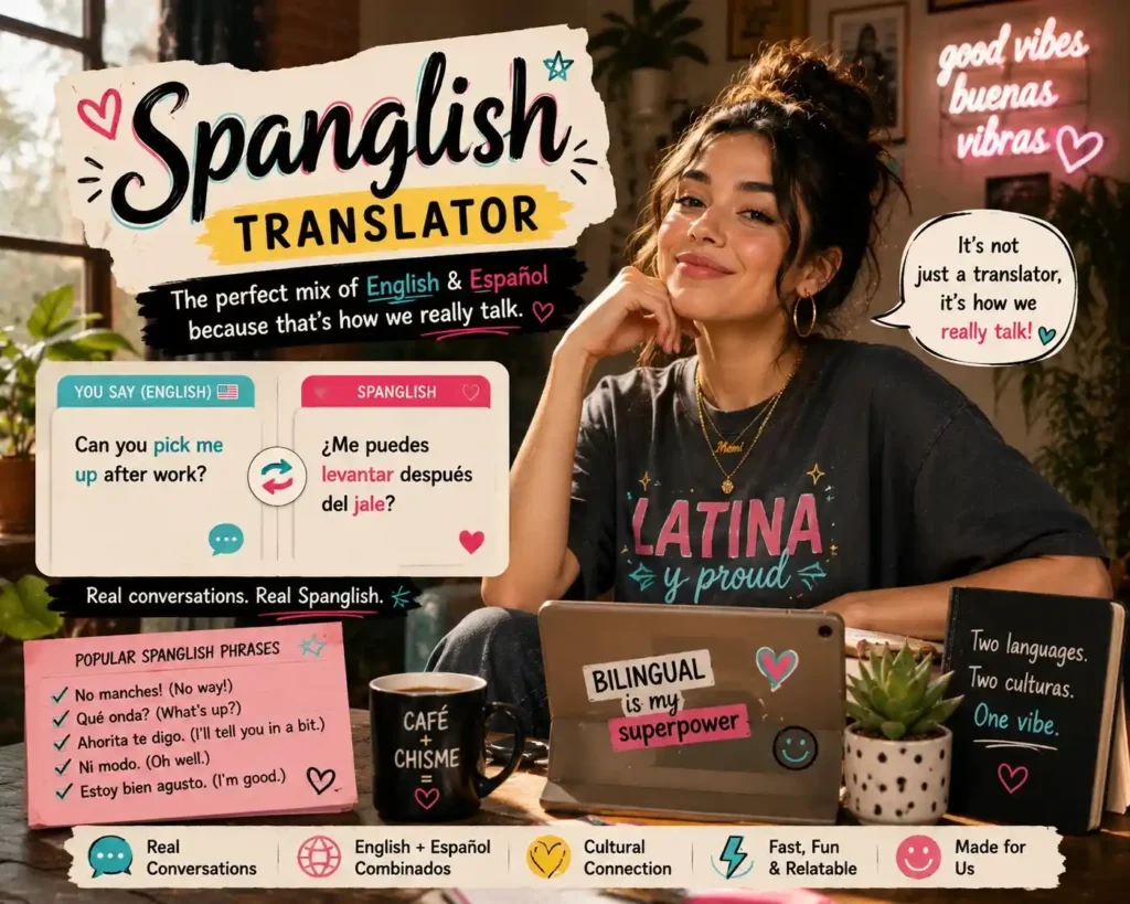 spanglish translator 1 Free Spanglish translator — convert text to natural English Spanish mix