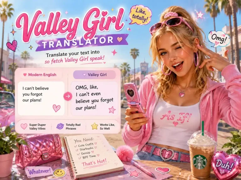 Valley Girl Translator – Speak Like a True Valley Girl Instantly