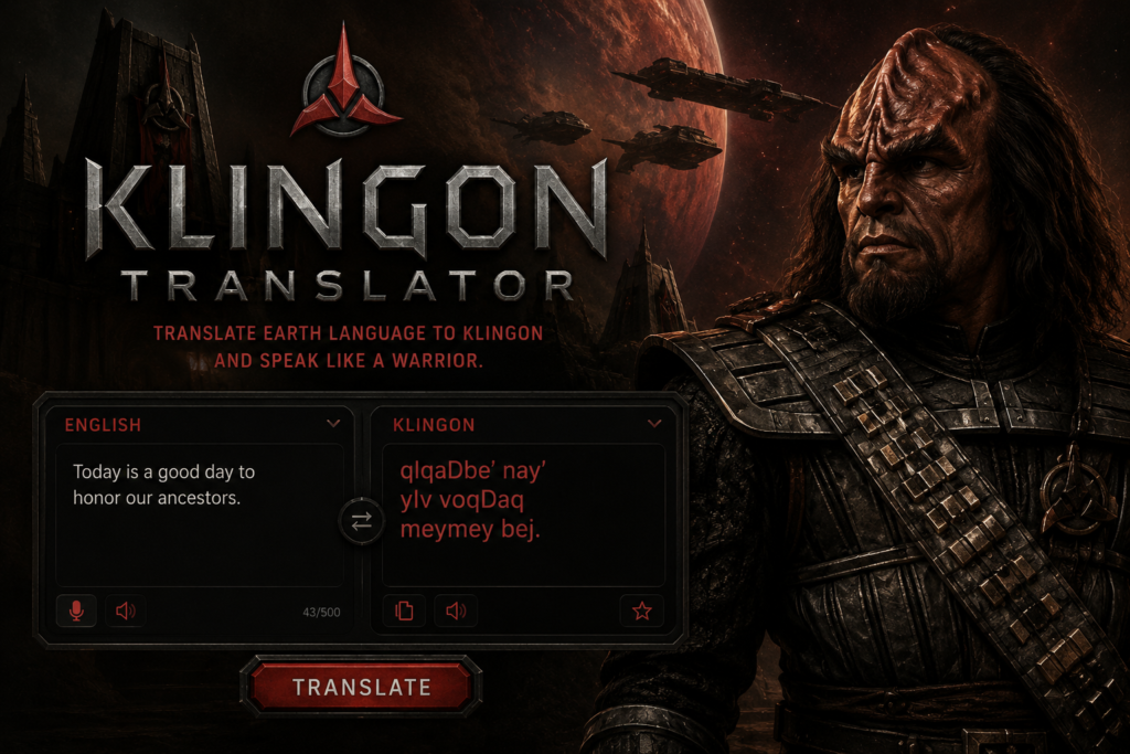 Klingon translator - English to Klingon tlhIngan Hol language from Star Trek